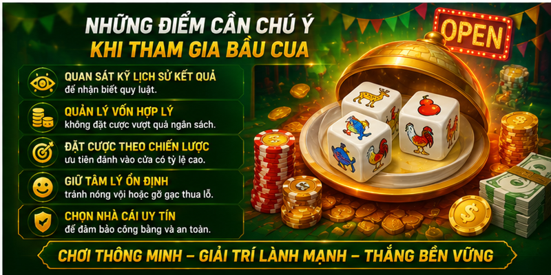 Những điểm cần chú ý khi tham gia Bầu Cua