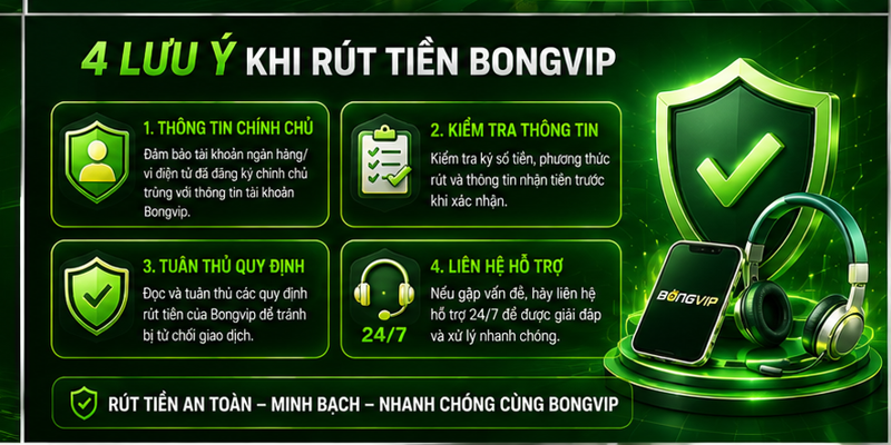 4 lưu ý khi rút tiền Bongvip