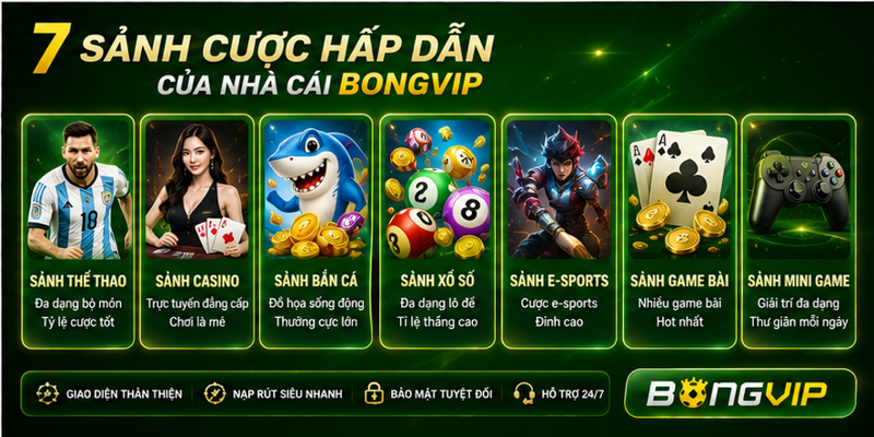 7 sảnh cược hấp dẫn của nhà cái Bongvip