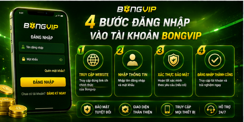 4 bước đăng nhập vào tài khoản Bongvip