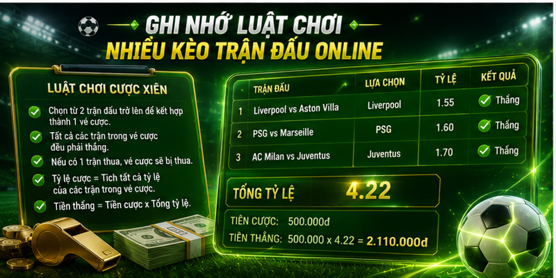 Ghi nhớ luật chơi nhiều kèo trận đấu online