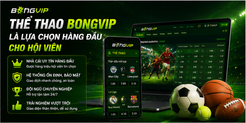 Thể thao Bongvip là lựa chọn hàng đầu cho hội viên